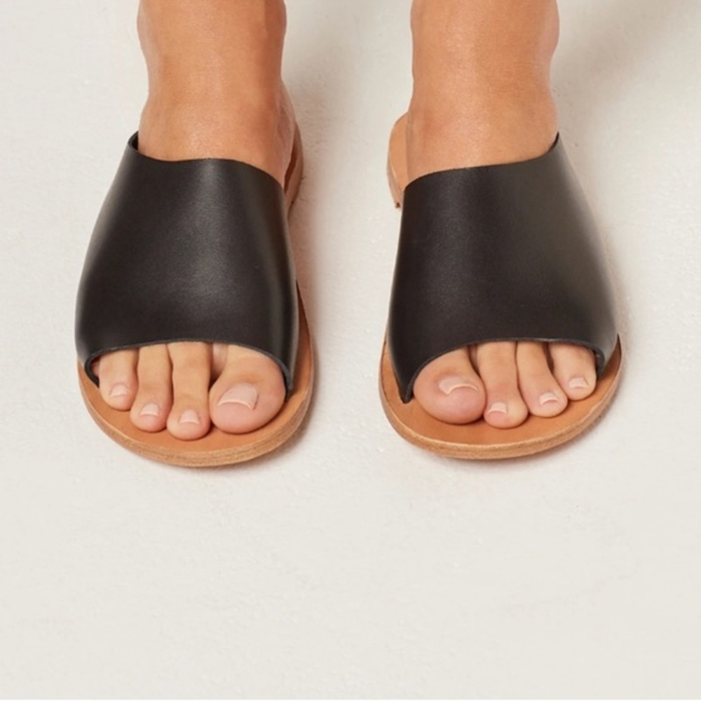 L*Space Laguna Black Genuine Leather Sandal
